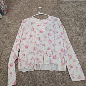 Altar'd State Floral Waffle Crop Top Large NWT
